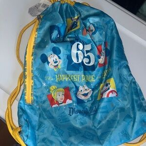 Disney Blue Drawstring Backpack with Yellow Accents